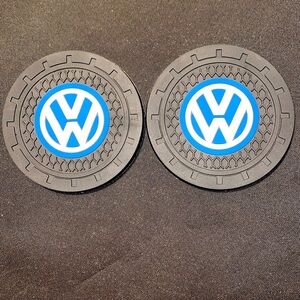 Volkswagen 2 Cup Holders w/Logo. Blue, Black & White